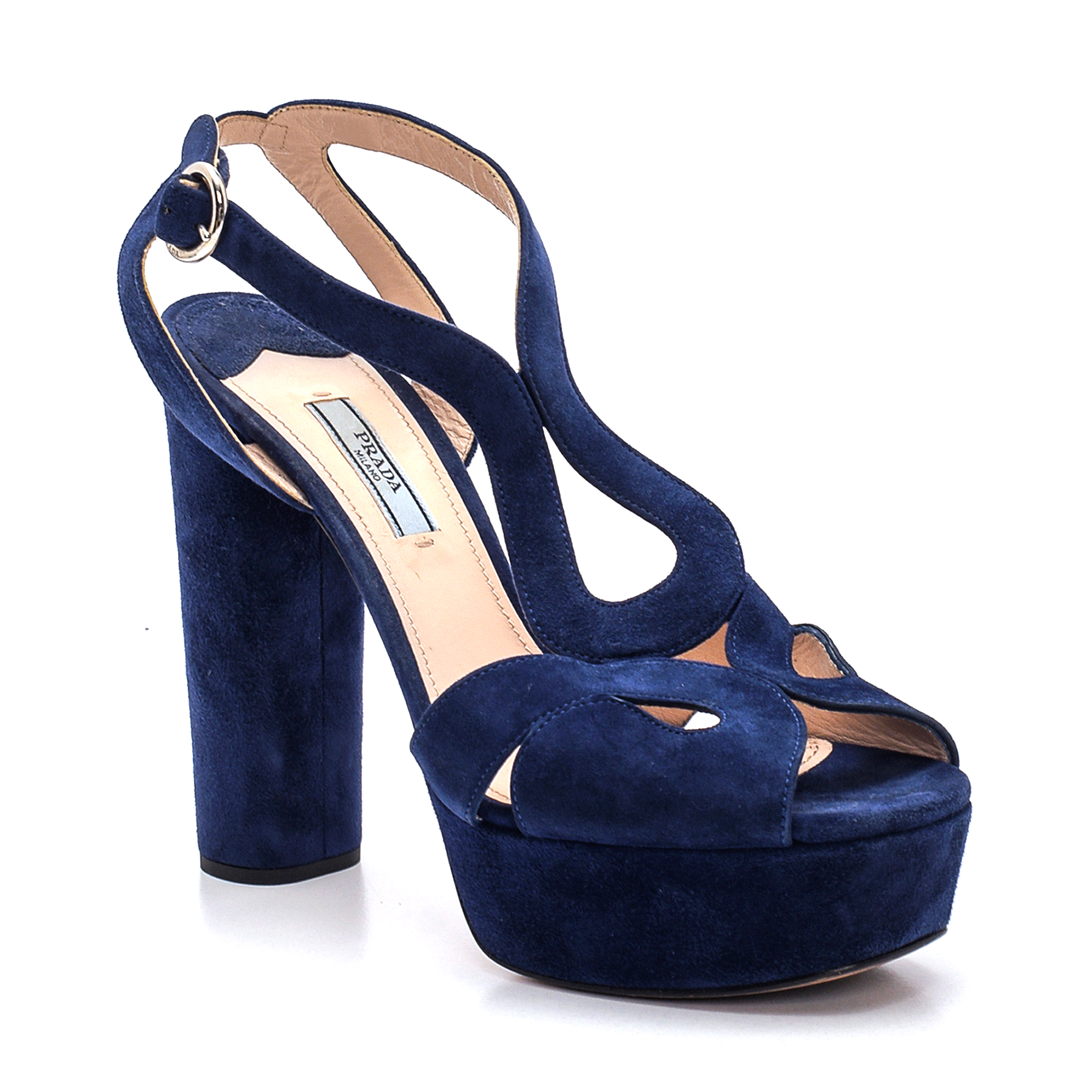 Prada - Navy Blue Suede Platform Pumps 